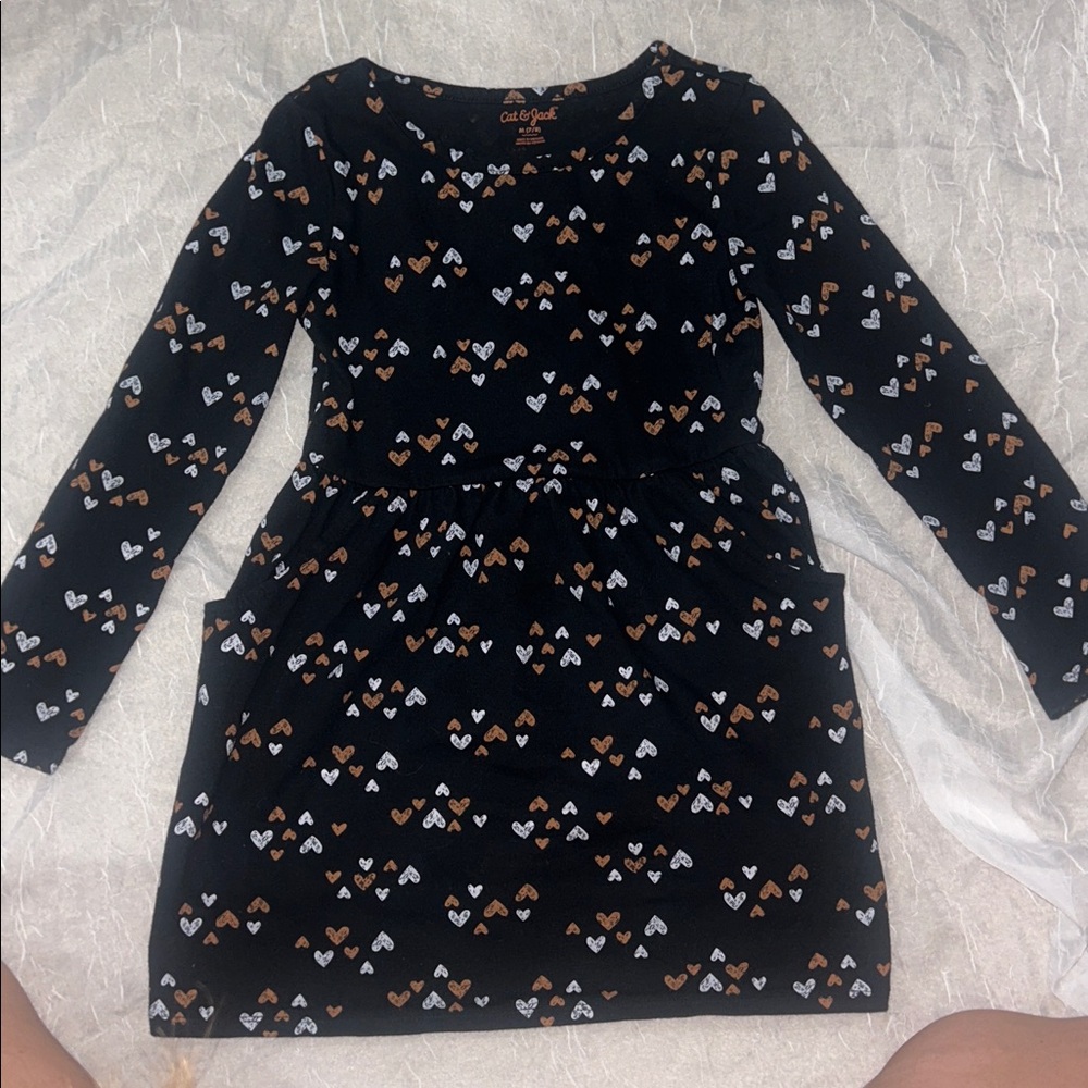 Cat & Jack Black Dress with Heart Patterns